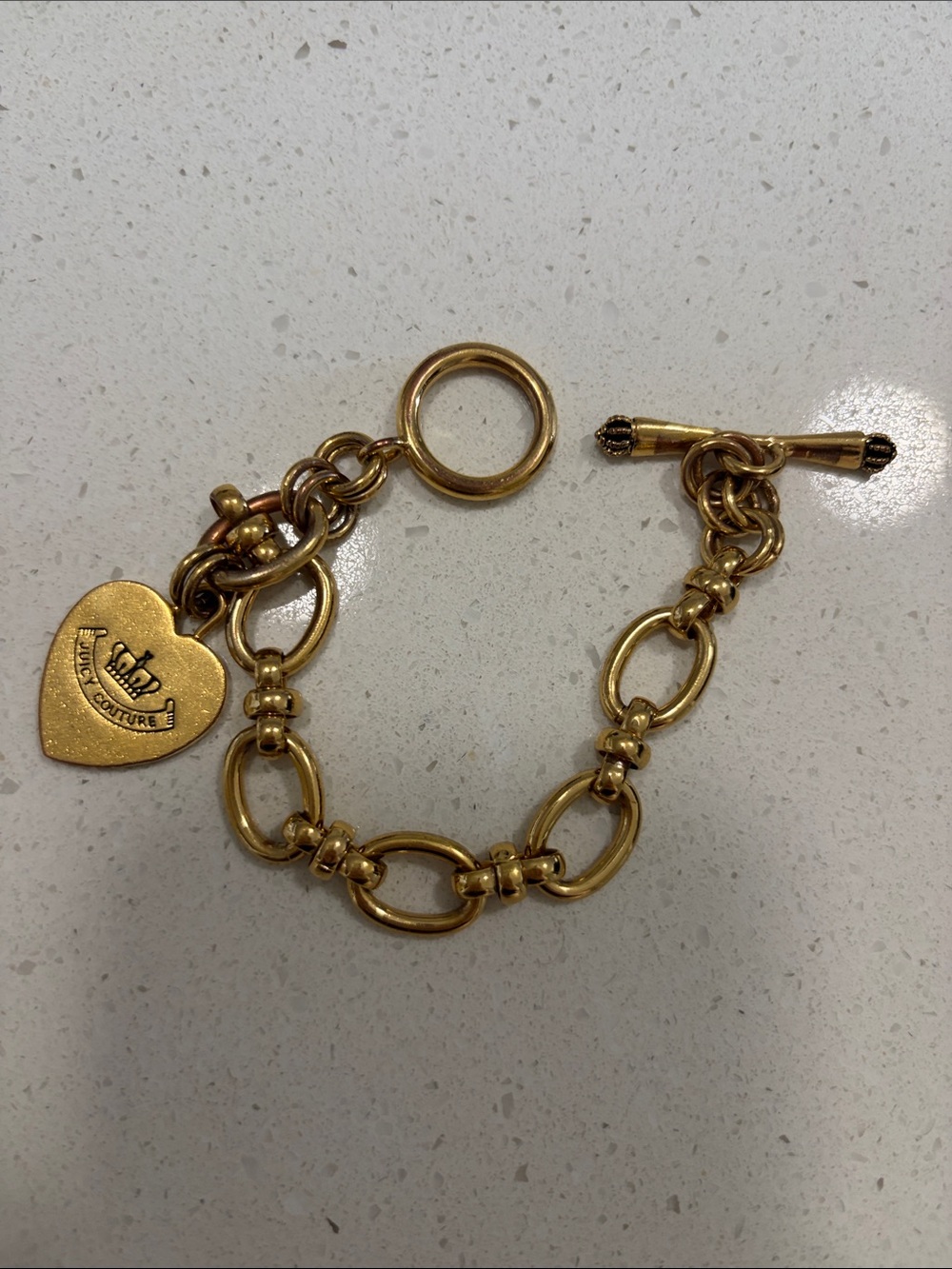 Y2K Authentic Juicy Couture G&P: Gold Heart Toggle Bracelet